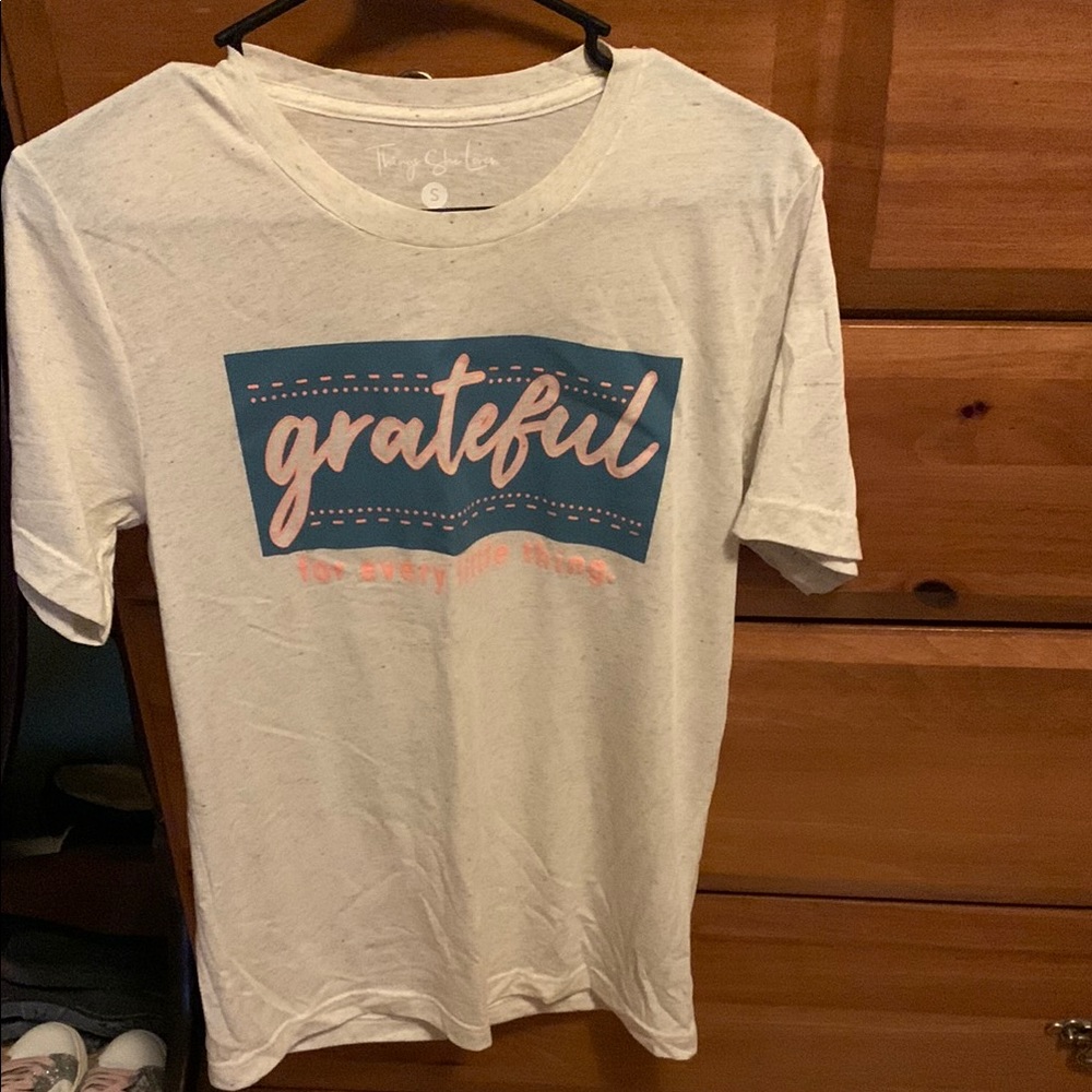 White and Blue Graphic Crew Neck Tee Short Sleeve